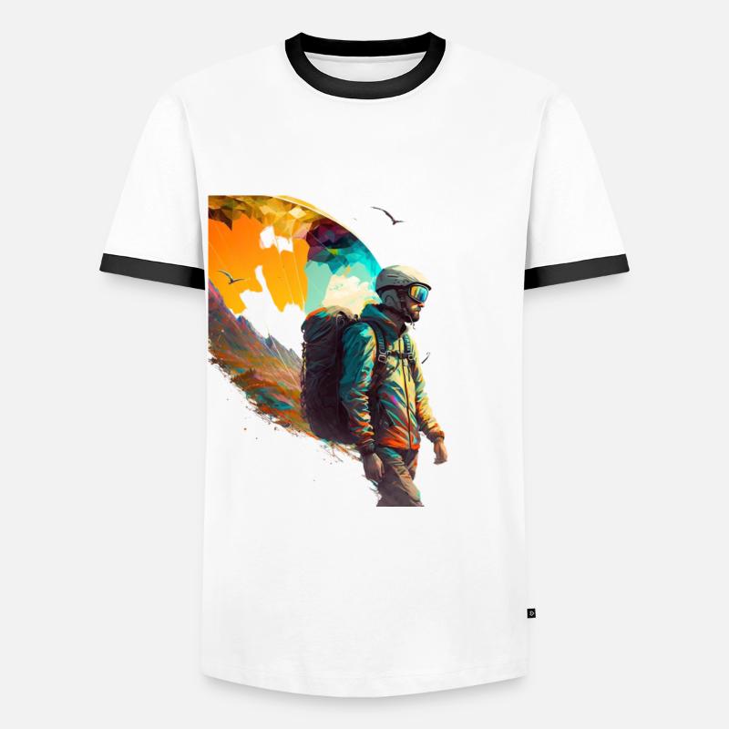 Held der Lüfte, Paraglider - Männer Kontrast-T-Shirt - Weiß/Schwarz