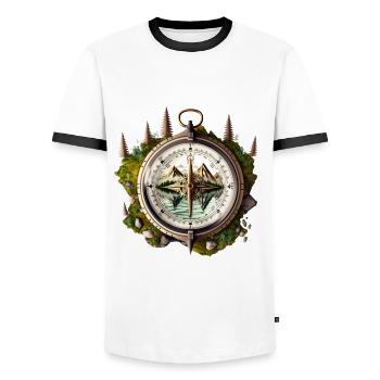 Weg in die Natur - Männer Kontrast-T-Shirt - Weiß/Schwarz - Vorne - AI Model Female 172 light (172cm) & AI Model Male 178 dark (178cm)