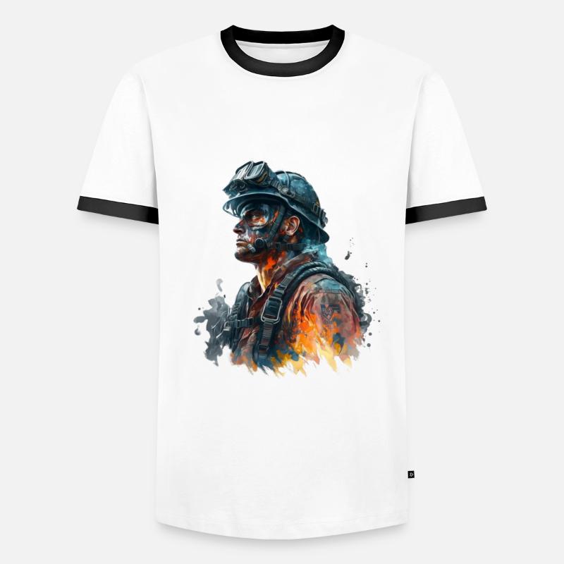 Feuerwehrmann im Einsatz - Männer Kontrast-T-Shirt - Weiß/Schwarz