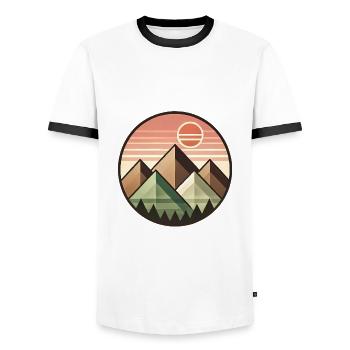 Paysage de montagne géométrique coucher de soleil - T-shirt contrasté Homme - blanc/noir - Devant - AI Model Female 172 light (172cm) & AI Model Male 178 dark (178cm)