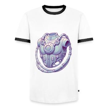 T-shirt graphique futuriste pour appareil de poitrine - T-shirt contrasté Homme - blanc/noir - Devant - AI Model Female 172 light (172cm) & AI Model Male 178 dark (178cm)