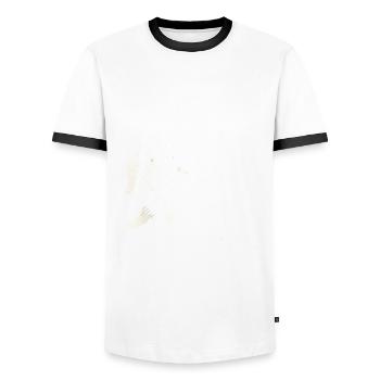 Bigfoot Walking Bulldog Silhouette - T-shirt contrasté Homme - blanc/noir - Devant - AI Model Female 172 light (172cm) & AI Model Male 178 dark (178cm)