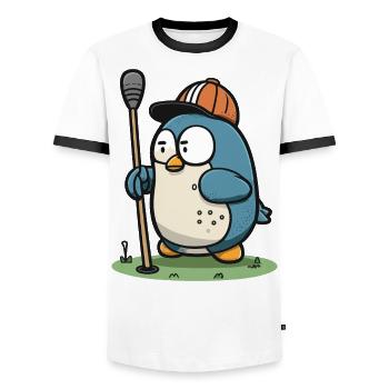 Golf Pro Pinguin - Männer Kontrast-T-Shirt - Weiß/Schwarz - Vorne - AI Model Female 172 light (172cm) & AI Model Male 178 dark (178cm)