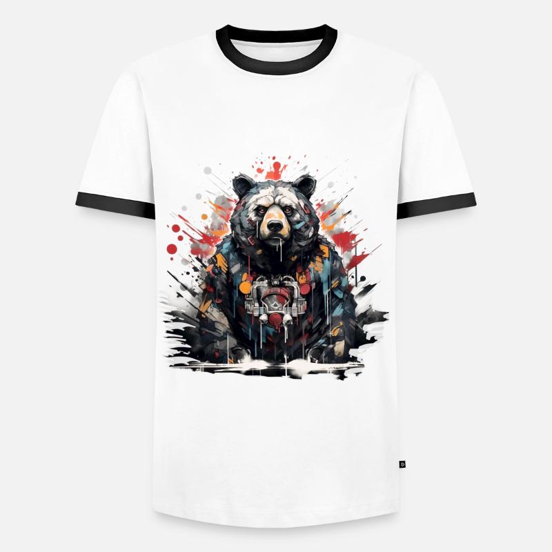 Roaring Bear. Graffiti-style strength. - Men's Ringer Shirt - white/black