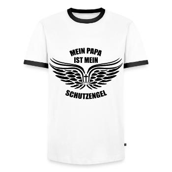 10 Mein Papa ist mein Schutzengel - Männer Kontrast-T-Shirt - Weiß/Schwarz - Vorne - AI Model Female 172 light (172cm) & AI Model Male 178 dark (178cm)