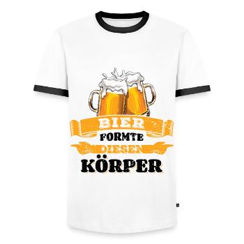 Bier formte diesen Körper Biertrinker - Männertag - Männer Kontrast-T-Shirt - Weiß/Schwarz - Vorne - AI Model Female 172 light (172cm) & AI Model Male 178 dark (178cm)