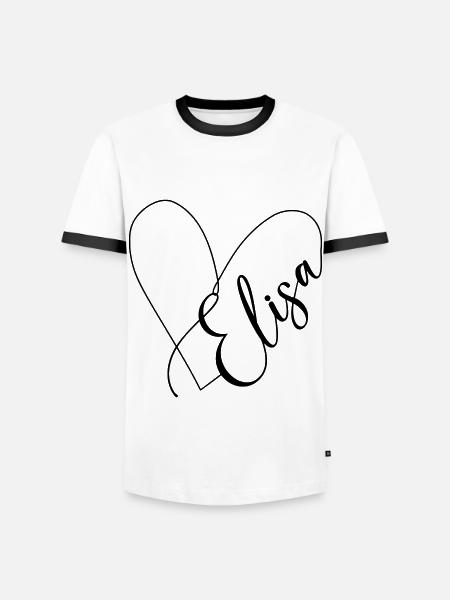 Elisa Nome Linea Cuore - Maglietta Contrast da uomo - bianco/nero