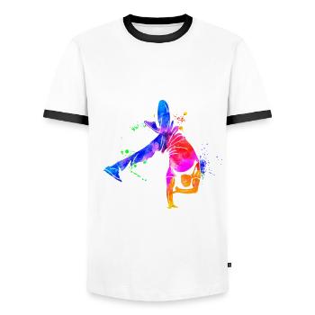 Break Dancer Hip Hop - Männer Kontrast-T-Shirt - Weiß/Schwarz - Vorne - AI Model Female 172 light (172cm) & AI Model Male 178 dark (178cm)