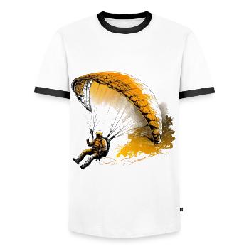 Flying high, paragliding - Men's Ringer Shirt - white/black - Front - AI Model Female 172 light (172cm) & AI Model Male 178 dark (178cm)