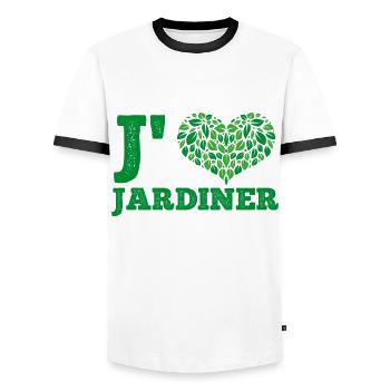 J'aime jardiner cadeau jardinage homme femme - T-shirt contrasté Homme - blanc/noir - Devant - AI Model Female 172 light (172cm) & AI Model Male 178 dark (178cm)