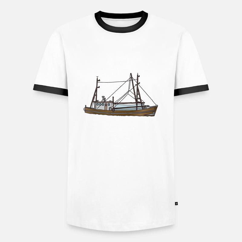 Fischerboot c - Männer Kontrast-T-Shirt - Weiß/Schwarz