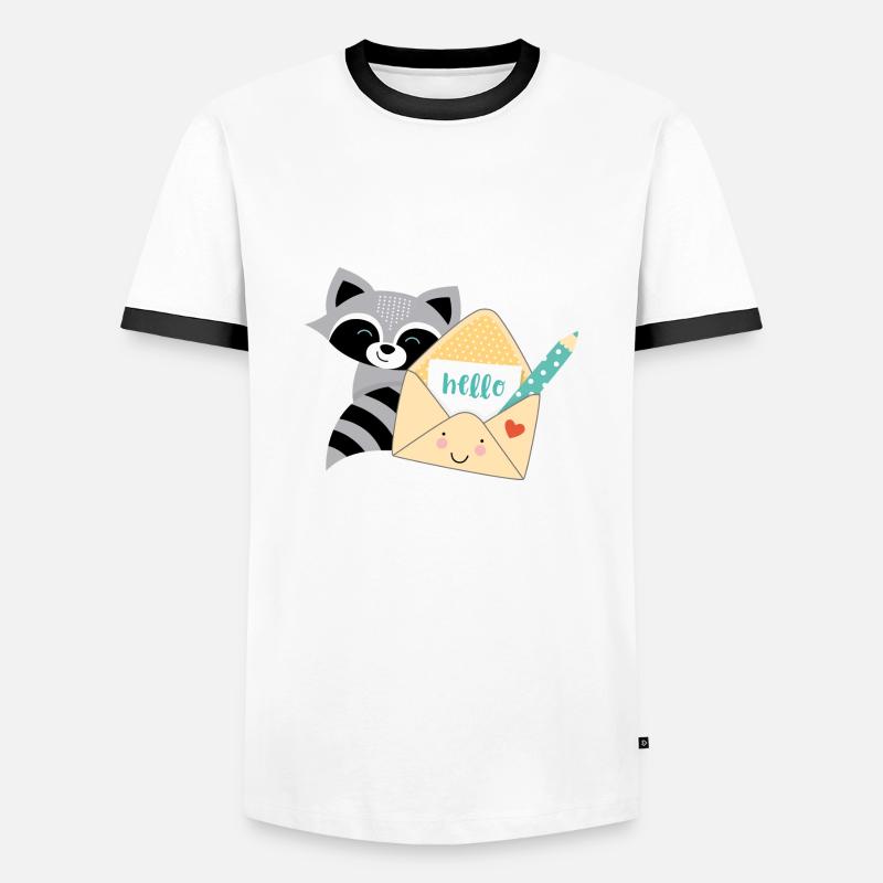 Waschbär-Post - Männer Kontrast-T-Shirt - Weiß/Schwarz