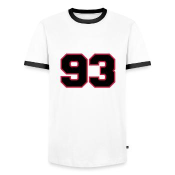 Number93 - T-shirt contrasté Homme - blanc/noir - Devant - AI Model Female 172 light (172cm) & AI Model Male 178 dark (178cm)