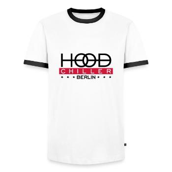 Double O Hood Chiller Berlin - Men's Ringer Shirt - white/black - Front - AI Model Female 172 light (172cm) & AI Model Male 178 dark (178cm)