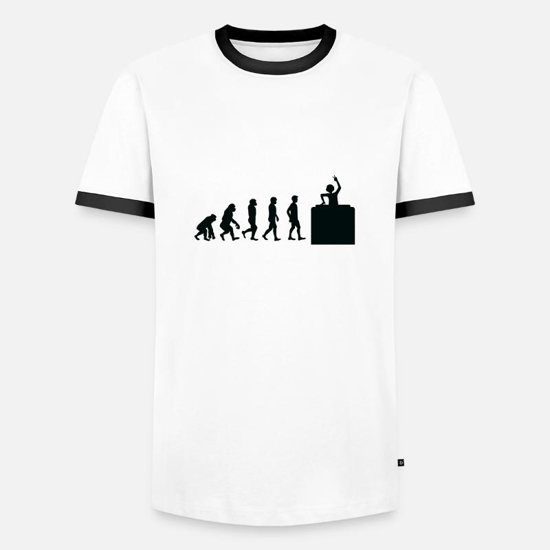 Evolution DJ - Männer Kontrast-T-Shirt - Weiß/Schwarz