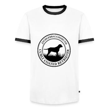 Curly Coated Retriever Jagdgebrauchshund Wilsigns - Männer Kontrast-T-Shirt - Weiß/Schwarz - Vorne - AI Model Female 172 light (172cm) & AI Model Male 178 dark (178cm)