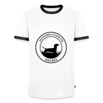 Dackel Jagdgebrauchshund Jagdhunde Wilsigns - Männer Kontrast-T-Shirt - Weiß/Schwarz - Vorne - AI Model Female 172 light (172cm) & AI Model Male 178 dark (178cm)