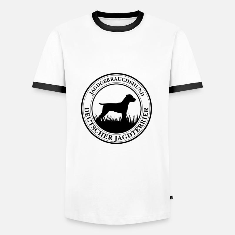 Deutscher Jagdterrier Jagdgebrauchshund Jagdhunde - Männer Kontrast-T-Shirt - Weiß/Schwarz