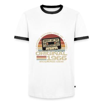 Vintage, 1966, Vintage Retro, Cadeau d’anniversaire - T-shirt contrasté Homme - blanc/noir - Devant - AI Model Female 172 light (172cm) & AI Model Male 178 dark (178cm)