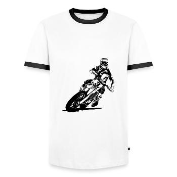 Supermoto - Supermotard - T-shirt contrasté Homme - blanc/noir - Devant - AI Model Female 172 light (172cm) & AI Model Male 178 dark (178cm)