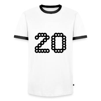 20. 20 ANS. 20e ANNIVERSAIRE. ANNIVERSAIRE 20 ANS. - T-shirt contrasté Homme - blanc/noir - Devant - AI Model Female 172 light (172cm) & AI Model Male 178 dark (178cm)