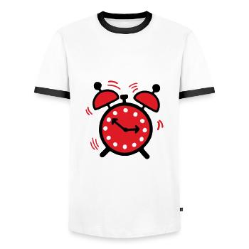 Aufwachen - Nicht am Morgen - Spät - Männer Kontrast-T-Shirt - Weiß/Schwarz - Vorne - AI Model Female 172 light (172cm) & AI Model Male 178 dark (178cm)