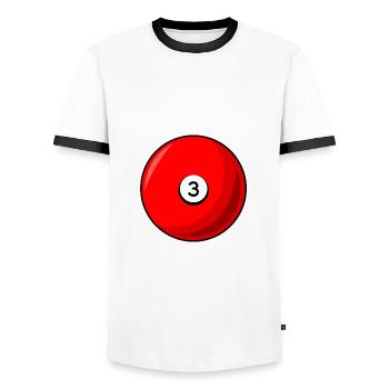 Boule de billard 3 rouge Billard trois - T-shirt contrasté Homme - blanc/noir - Devant - AI Model Female 172 light (172cm) & AI Model Male 178 dark (178cm)