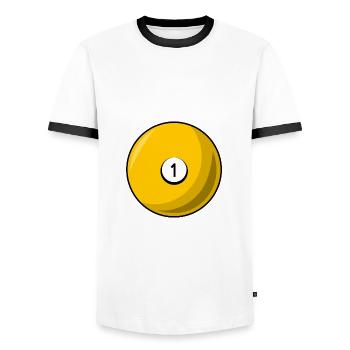 Billiard ball 1 yellow Billiards one - Men's Ringer Shirt - white/black - Front - AI Model Female 172 light (172cm) & AI Model Male 178 dark (178cm)