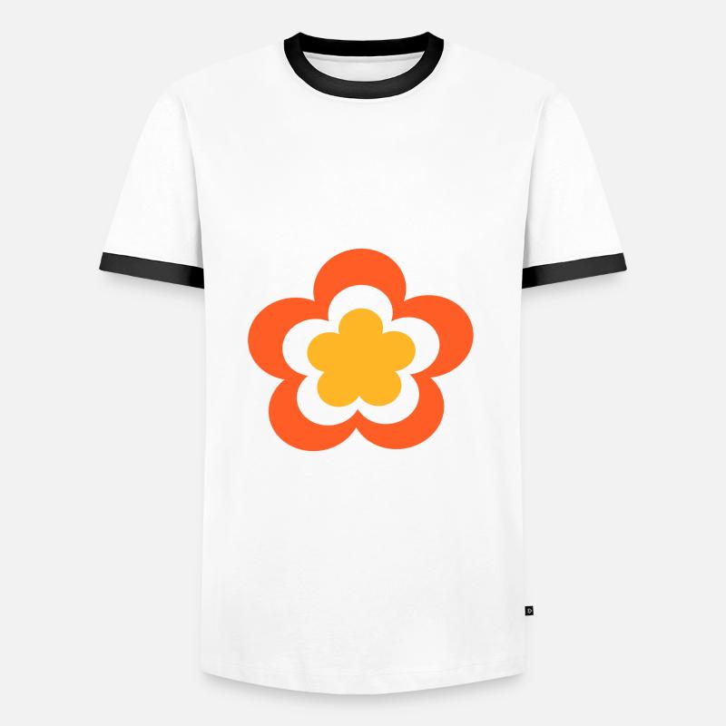 70s Flower Pattern - Men's Ringer Shirt - white/black