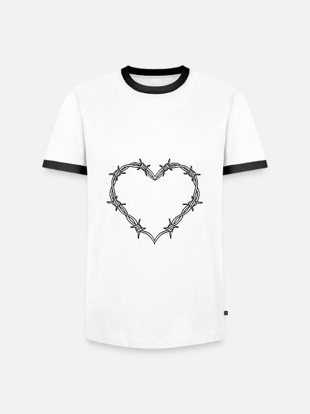 Herz - Stacheldraht Herz - Männer Kontrast-T-Shirt - Weiß/Schwarz