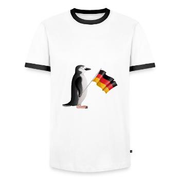 Fußball Fußballfan Deutschland Nationalmannschaft - Männer Kontrast-T-Shirt - Weiß/Schwarz - Vorne - AI Model Female 172 light (172cm) & AI Model Male 178 dark (178cm)