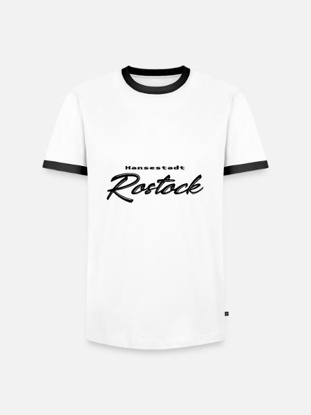 Hansestadt Rostock - Männer Kontrast-T-Shirt - Weiß/Schwarz