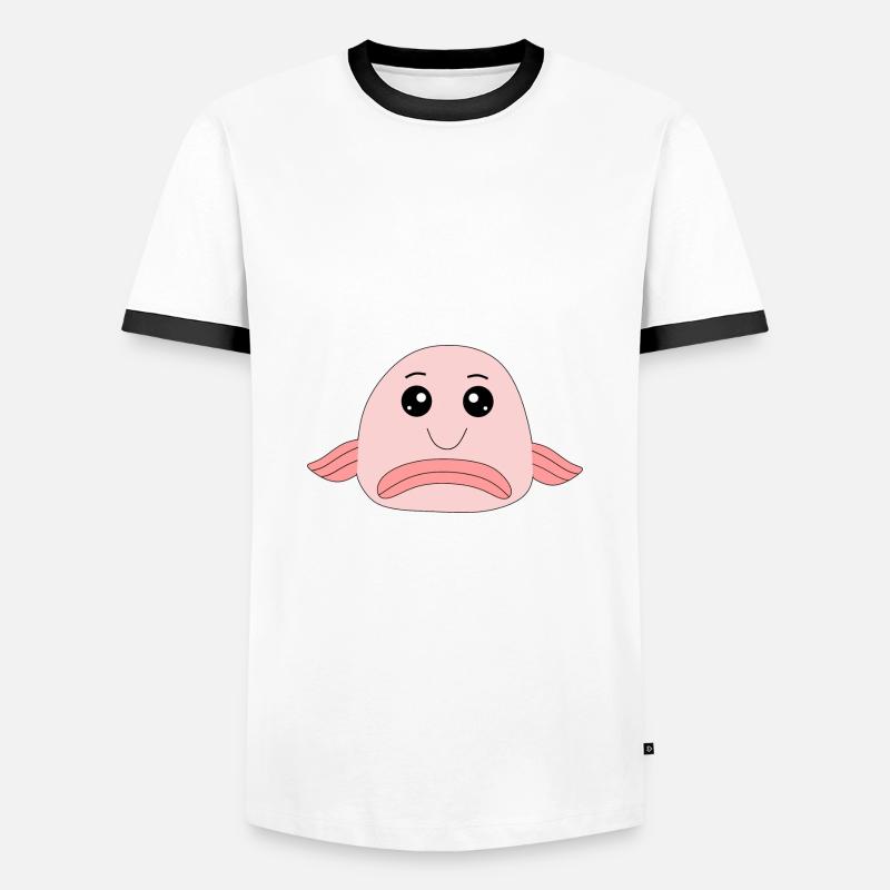 Blobfish fish comic ugly fish - Men's Ringer Shirt - white/black