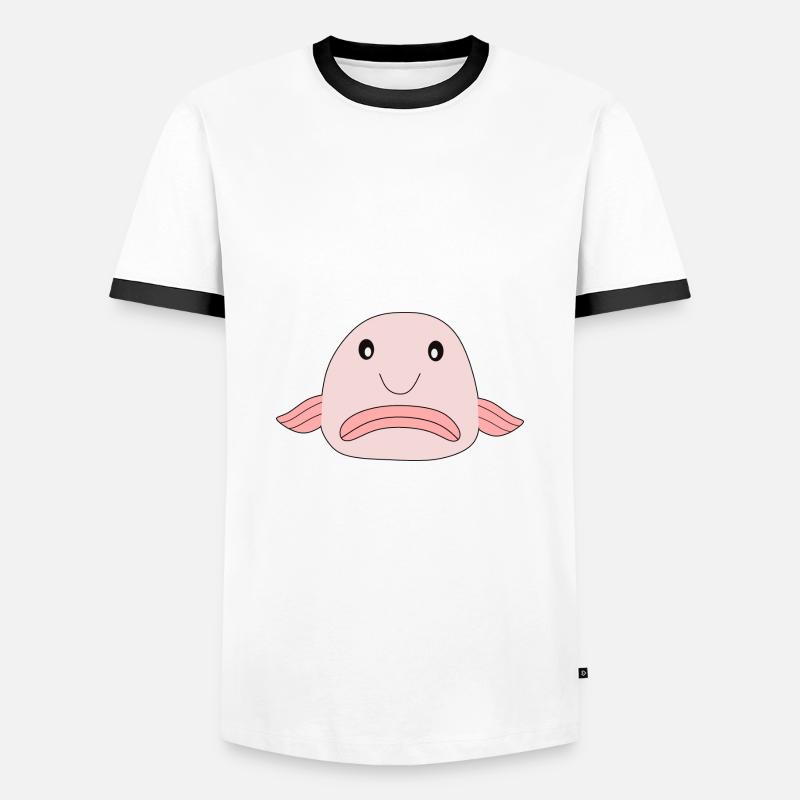 Blobfish fish comic ugly fish - Men's Ringer Shirt - white/black
