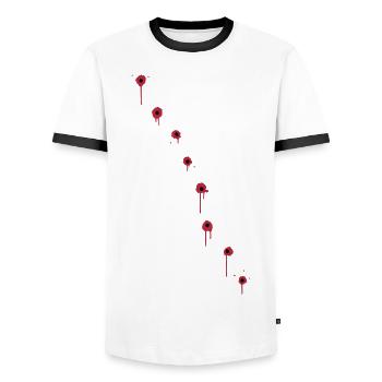 Einschussloecher - Männer Kontrast-T-Shirt - Weiß/Schwarz - Vorne - AI Model Female 172 light (172cm) & AI Model Male 178 dark (178cm)