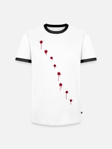 Einschussloecher - Männer Kontrast-T-Shirt - Weiß/Schwarz