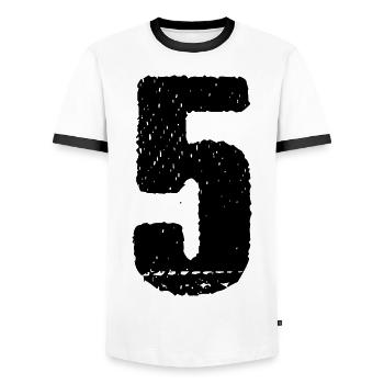 5 Number jersey - Men's Ringer Shirt - white/black - Front - AI Model Female 172 light (172cm) & AI Model Male 178 dark (178cm)