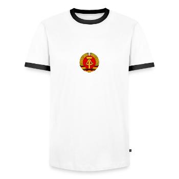 Ostdeutschland Ossi Deutschland DDR - Männer Kontrast-T-Shirt - Weiß/Schwarz - Vorne - AI Model Female 172 light (172cm) & AI Model Male 178 dark (178cm)