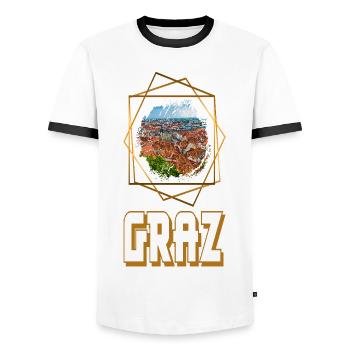 Graz Austria Skyline City Gold Home Love - Men's Ringer Shirt - white/black - Front - AI Model Female 172 light (172cm) & AI Model Male 178 dark (178cm)