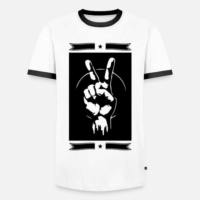 Frieden Hand Zeichen Peace - Männer Kontrast-T-Shirt - Weiß/Schwarz