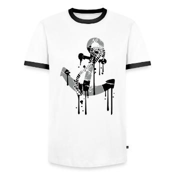 wet anchor tattoo wet drop graffiti tears scratch - Men's Ringer Shirt - white/black - Front - AI Model Female 172 light (172cm) & AI Model Male 178 dark (178cm)