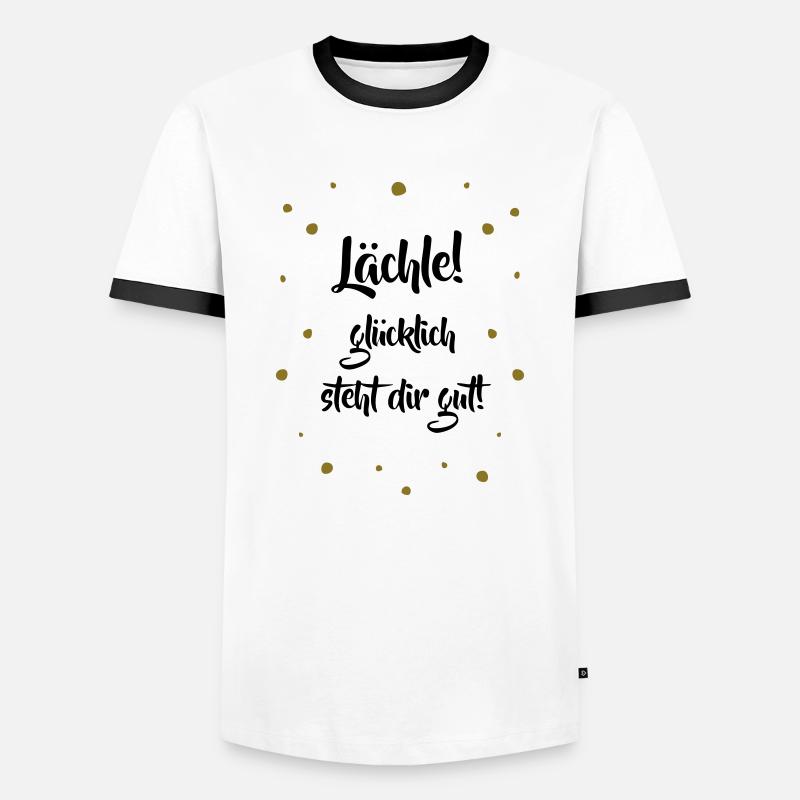 Lächle! Glücklich steht dir gut. - Männer Kontrast-T-Shirt - Weiß/Schwarz
