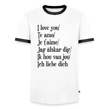 I Love you - Men's Ringer Shirt - white/black - Front - AI Model Female 172 light (172cm) & AI Model Male 178 dark (178cm)