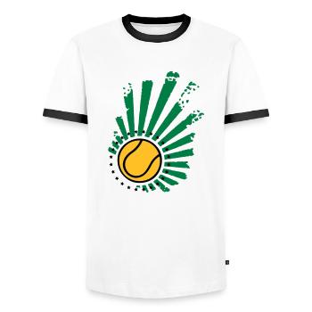 Design de tennis (Stars) - T-shirt contrasté Homme - blanc/noir - Devant - AI Model Female 172 light (172cm) & AI Model Male 178 dark (178cm)