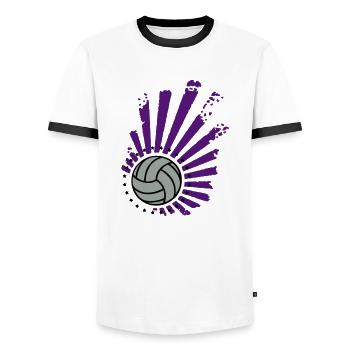 Volleyball Design (stars) - Men's Ringer Shirt - white/black - Front - AI Model Female 172 light (172cm) & AI Model Male 178 dark (178cm)