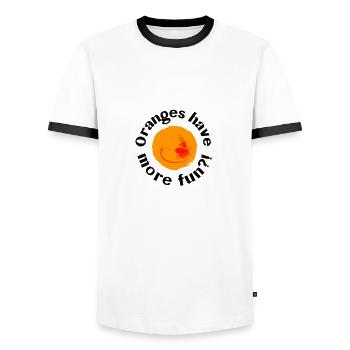 Oranges - Männer Kontrast-T-Shirt - Weiß/Schwarz - Vorne - AI Model Female 172 light (172cm) & AI Model Male 178 dark (178cm)