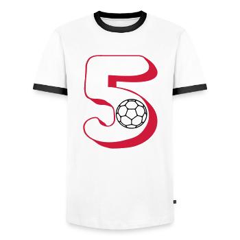 Number 5 handball player - Men's Ringer Shirt - white/black - Front - AI Model Female 172 light (172cm) & AI Model Male 178 dark (178cm)