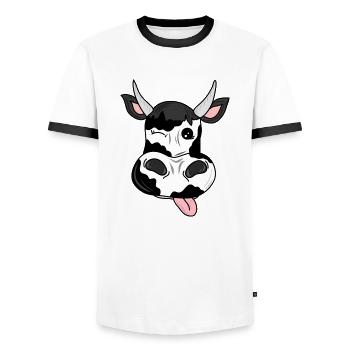 vache noir et blanc avec des cornes cadeau amusant - T-shirt contrasté Homme - blanc/noir - Devant - AI Model Female 172 light (172cm) & AI Model Male 178 dark (178cm)