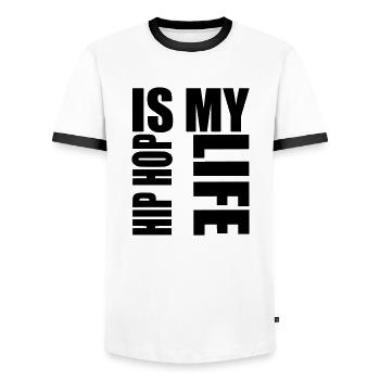 hip hop is my life - Männer Kontrast-T-Shirt - Weiß/Schwarz - Vorne - AI Model Female 172 light (172cm) & AI Model Male 178 dark (178cm)