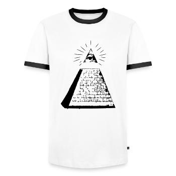 Pyramide - Männer Kontrast-T-Shirt - Weiß/Schwarz - Vorne - AI Model Female 172 light (172cm) & AI Model Male 178 dark (178cm)